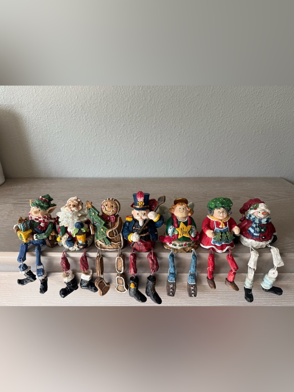 Christmas Snowman, Santa, elf, Noel, gingerbread man, Mrs. Clause, shelf Sittin